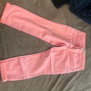 Pink jeans, no cuts or stains